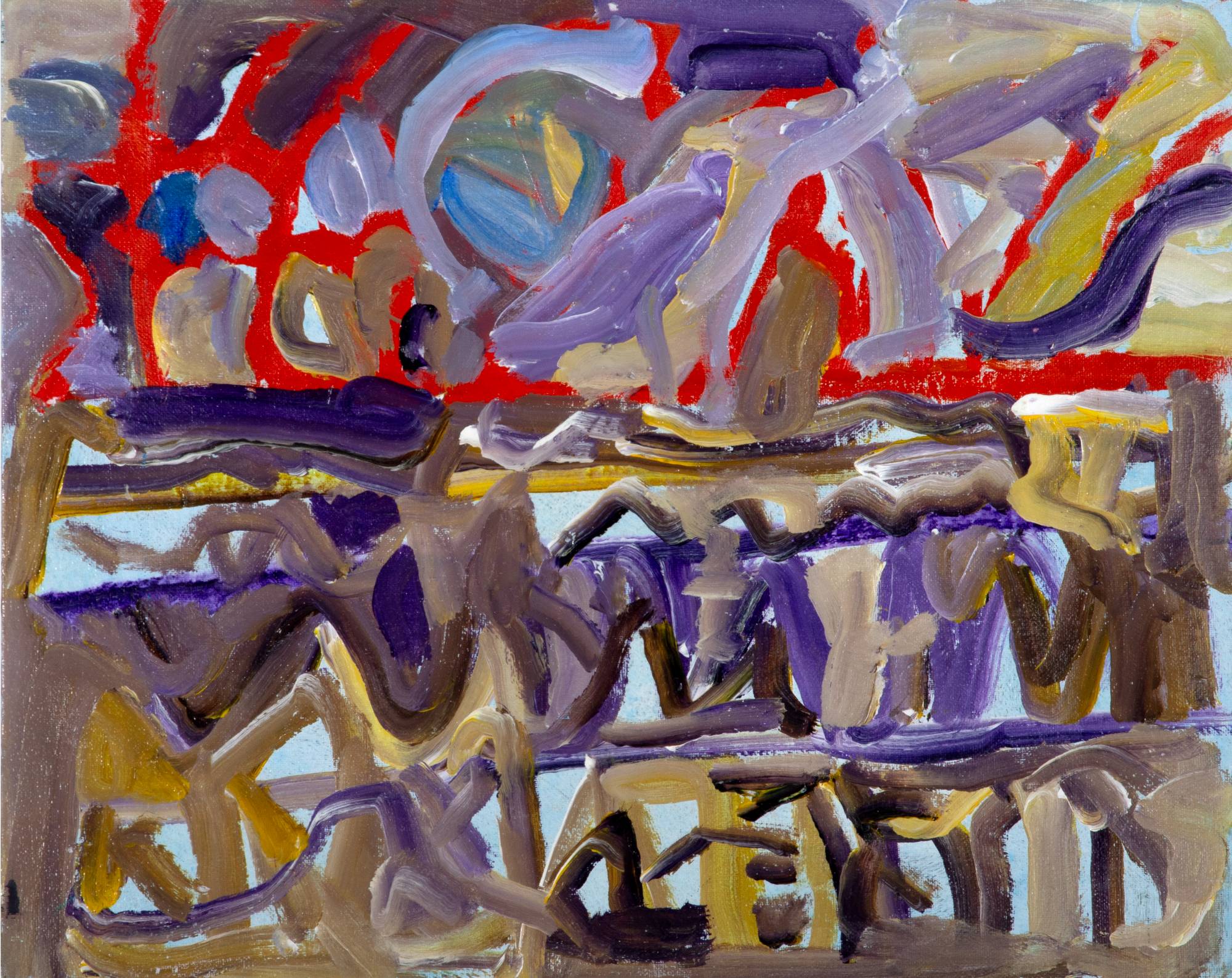 Abstract painting in a vaierty of colors.